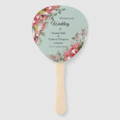 Gouden lint & Fuchsia Protea boeketten Handwaaier (Voorkant)