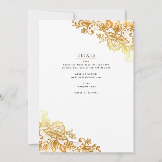 Gouden lint Katholieke Huwelijksmis Trouwdag Kaart (Achterkant)