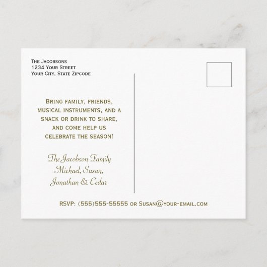 Gouden lint Kerstbomen Black Holiday Party Uitnodiging Briefkaart (Achterkant)
