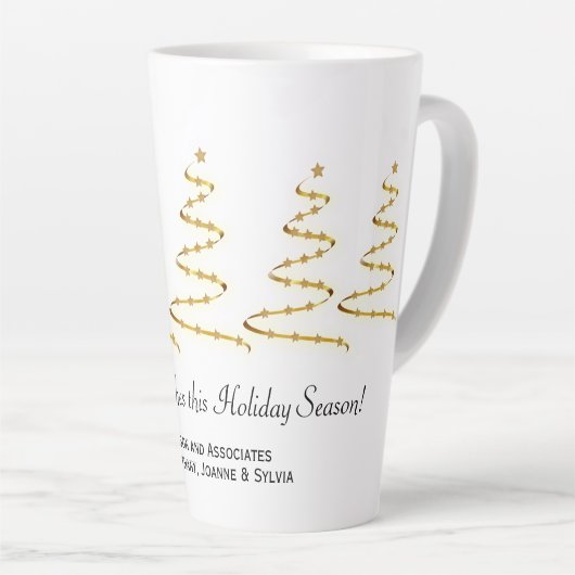 Gouden Lint Kerstbomen Zakelijke Swag Latte Mok (Rechterhoek)