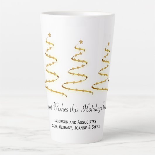 Gouden Lint Kerstbomen Zakelijke Swag Latte Mok (Voorkant)