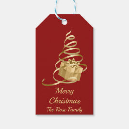 Gouden lint kerstboom Cadeau cadeau Label Cadeaulabel