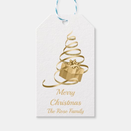 Gouden lint kerstboom Cadeau cadeau Label Cadeaulabel (Voorkant)