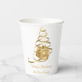 Gouden lint kerstboom Cadeau Papieren Bekers (Achterkant)