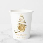 Gouden lint kerstboom Cadeau Papieren Bekers (Voorkant)