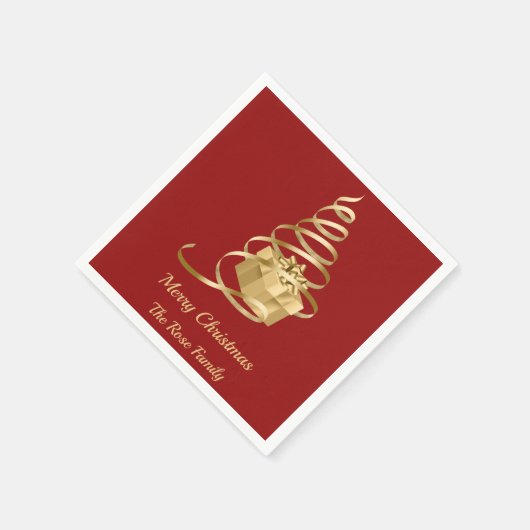 Gouden lint kerstboom Cadeau Servet (Hoek)