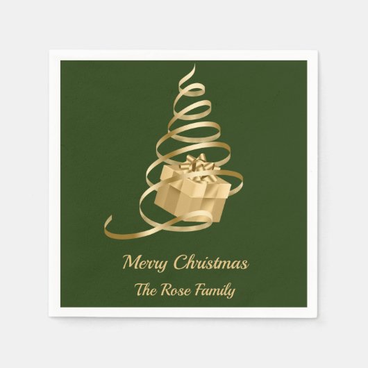 Gouden lint kerstboom Cadeau Servet (Voorkant)