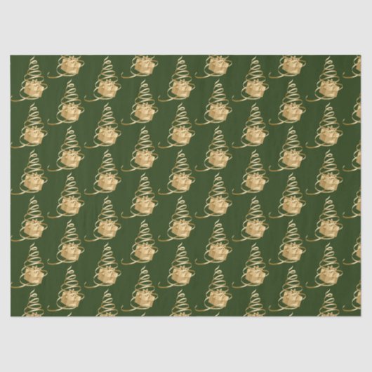 Gouden lint kerstboom Cadeau tissuepapier (Voorkant)