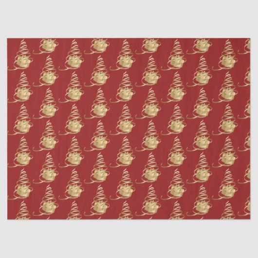 Gouden lint kerstboom Cadeau tissuepapier (Voorkant)