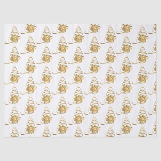 Gouden lint kerstboom Cadeau tissuepapier (Voorkant)