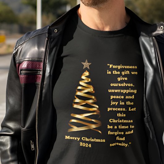 Gouden lint kerstboom t-shirt