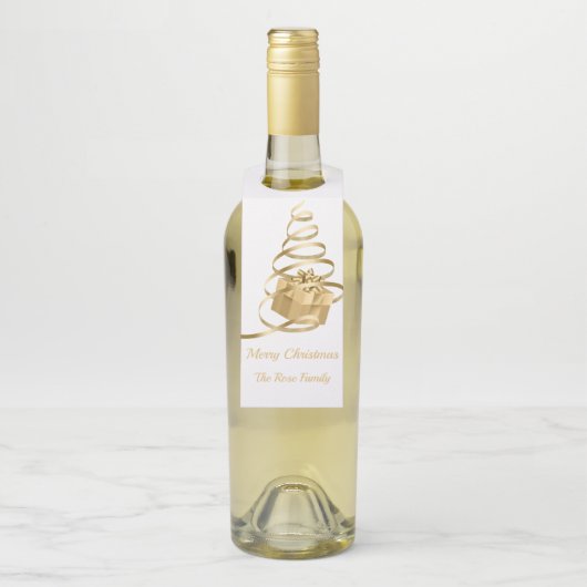 Gouden lint kerstcadeau fleshanger Labels (Op fles)