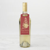 Gouden lint kerstcadeau fleshanger Labels (Op fles)