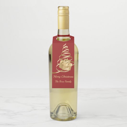 Gouden lint kerstcadeau fleshanger Labels (Op fles)