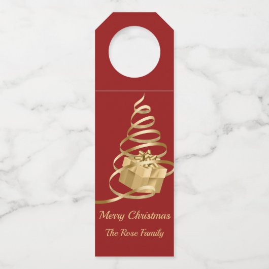 Gouden lint kerstcadeau fleshanger Labels (Voorkant)