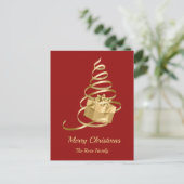 Gouden lint kerstcadeau vakantie Briefkaart (Staand voorkant)