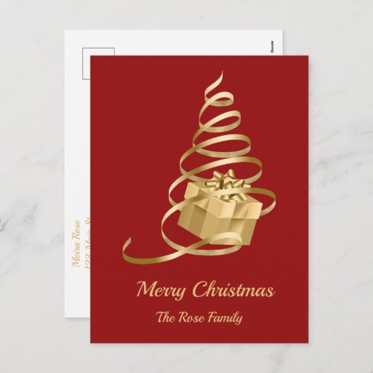 Gouden lint kerstcadeau vakantie Briefkaart