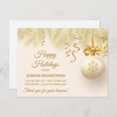 Gouden Lint Kerstdag Bedankje Zakelijk Briefkaart (Voorkant / Achterkant)