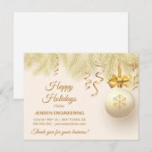 Gouden Lint Kerstdag Zakelijk Bedankt Briefkaart (Voorkant / Achterkant)