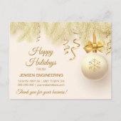 Gouden Lint Kerstdag Zakelijke Bedankt Briefkaart (Voorkant)