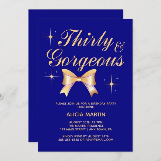 Gouden lint meisje dertig & prachtige marine verja kaart (Voorkant / Achterkant)