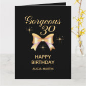 Gouden lint meisje prachtig 30 zwart gelukkig verj kaart (Gele Bloem)