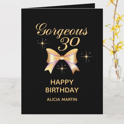 Gouden lint meisje prachtig 30 zwart gelukkig verj kaart (Gele Bloem)