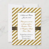 Gouden lint met strepen lint huwelijksontvangst ui kaart (Achterkant)