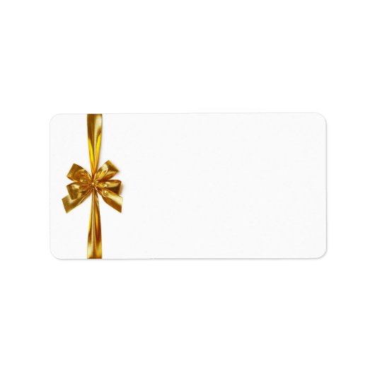 Gouden lint met strik op witte achtergrond etiket (Voorkant)