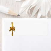 Gouden lint met strik op witte achtergrond etiket (Insitu)
