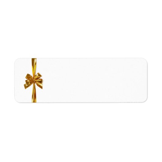 Gouden lint met strik op witte achtergrond etiket (Voorkant)