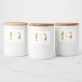 Gouden lint monogram bruiloft voedselcontainer etiket (Flessen)