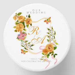 Gouden lint Monogram Trouwsoja Wax Kaars Favoriet