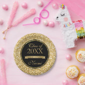 Gouden Lint op Glitter Papieren Bordje (Feest)