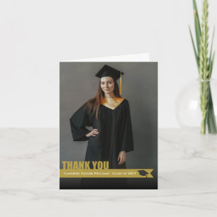 Gouden lint overlay afstudeerhoed uitsnede foto bedankkaart