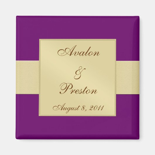 Gouden lint pruim opslaan van de datum magneet (Voorkant)