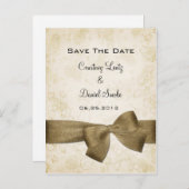 Gouden lint Sla de datum op Aankondigingskaart (Voorkant / Achterkant)