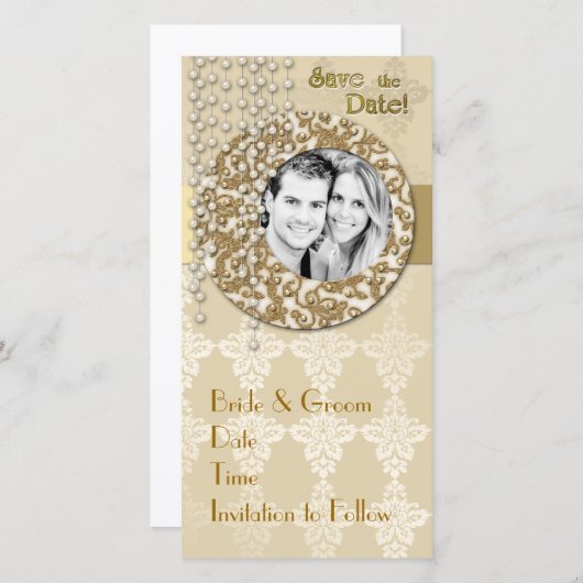 Gouden lint Sla de datum op Save The Date (Voorkant / Achterkant)