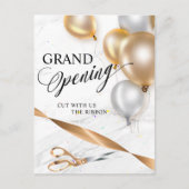 Gouden lint zilveren ballonnen schaar Grote openin Uitnodiging Briefkaart (Voorkant)