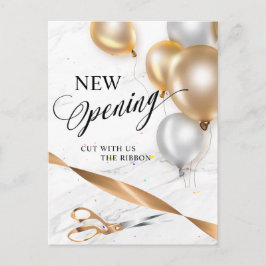 Gouden lint zilveren ballonnen schaar Nieuwe openi Uitnodiging Briefkaart