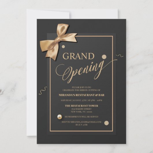 Gouden lint Zwart Grand Opening - Winkelopening Kaart (Voorkant)