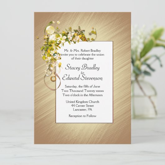 Gouden linten en zeesterren bubbels zand kaart (Staand voorkant)