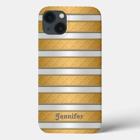 Gouden linten strepen gepersonaliseerde kunst Case-Mate iPhone case (Achterkant)
