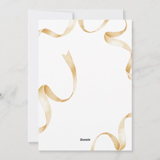 Gouden linten strik foto Kerstmis Feestdagenkaart (Achterkant)