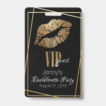 Gouden Lip Print Bachelorette Party Badge