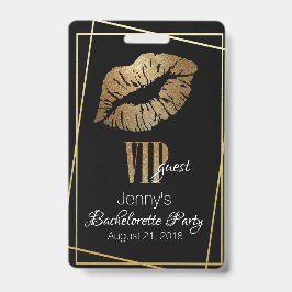 Gouden Lip Print Bachelorette Party Badge