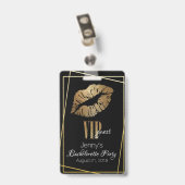 Gouden Lip Print Bachelorette Party Badge (Achterkant met clip)