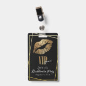 Gouden Lip Print Bachelorette Party Badge (Voorkant met clip)