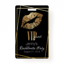 Gouden Lip Print Bachelorette Party Badge