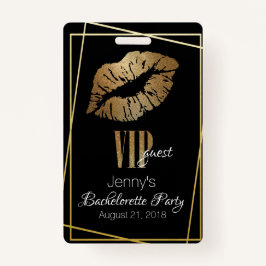 Gouden Lip Print Bachelorette Party Badge